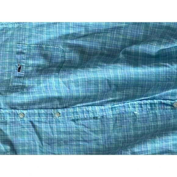 Vineyard Vines Blue Check Slim Fit Stretch Tucker Shirt Size XL - Picture 2 of 4